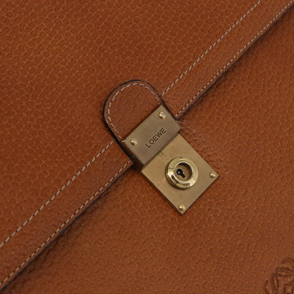 LOEWE Anagram Business Bag Leather Brown Gold Auth 185133