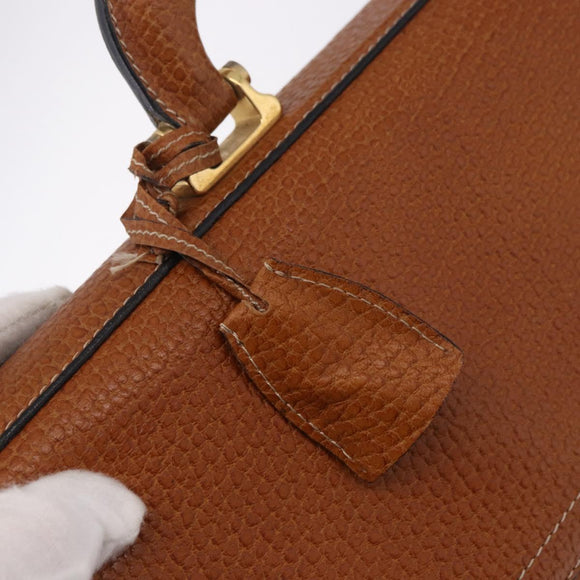 LOEWE Anagram Business Bag Leather Brown Gold Auth 185133