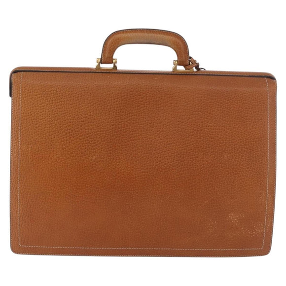 LOEWE Anagram Business Bag Leather Brown Gold Auth 185133