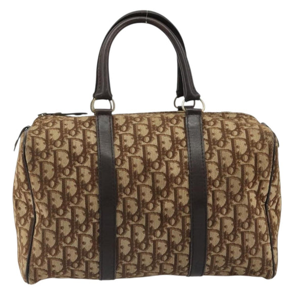 Christian Dior Trotter Canvas Hand Bag Black Gold Auth 185134