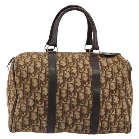 Christian Dior Trotter Canvas Hand Bag Black Gold Auth 185134