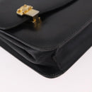 CELINE Chain Shoulder Bag Leather Black Gold Auth 185136V-8