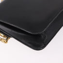 CELINE Chain Shoulder Bag Leather Black Gold Auth 185136V-16