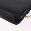 CELINE Chain Shoulder Bag Leather Black Gold Auth 185136V-17