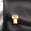CELINE Chain Shoulder Bag Leather Black Gold Auth 185136V-18