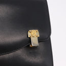 CELINE Chain Shoulder Bag Leather Black Gold Auth 185136V-19