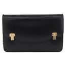 CELINE Chain Shoulder Bag Leather Black Gold Auth 185136V-13