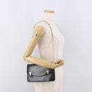 CELINE Chain Shoulder Bag Leather Black Gold Auth 185136V-24