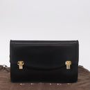 CELINE Chain Shoulder Bag Leather Black Gold Auth 185136V-12