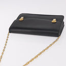 CELINE Chain Shoulder Bag Leather Black Gold Auth 185136V-6
