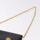 CELINE Chain Shoulder Bag Leather Black Gold Auth 185136V-14
