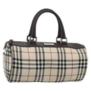 BURBERRY Nova Check Hand Bag Canvas Beige Silver Auth 185137A-1