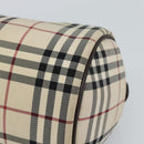 BURBERRY Nova Check Hand Bag Canvas Beige Silver Auth 185137A-9