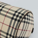 BURBERRY Nova Check Hand Bag Canvas Beige Silver Auth 185137A-15