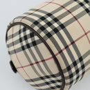 BURBERRY Nova Check Hand Bag Canvas Beige Silver Auth 185137A-16
