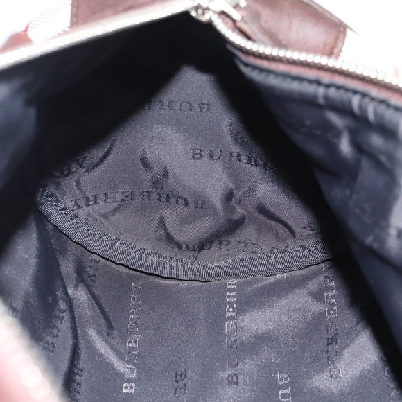 BURBERRY Nova Check Hand Bag Canvas Beige Silver Auth 185137A