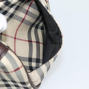 BURBERRY Nova Check Hand Bag Canvas Beige Silver Auth 185137A-12
