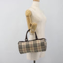 BURBERRY Nova Check Hand Bag Canvas Beige Silver Auth 185137A-22