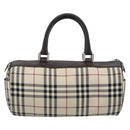 BURBERRY Nova Check Hand Bag Canvas Beige Silver Auth 185137A-2