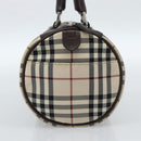 BURBERRY Nova Check Hand Bag Canvas Beige Silver Auth 185137A-3