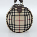 BURBERRY Nova Check Hand Bag Canvas Beige Silver Auth 185137A-4