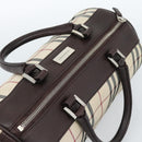 BURBERRY Nova Check Hand Bag Canvas Beige Silver Auth 185137A-6