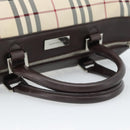 BURBERRY Nova Check Hand Bag Canvas Beige Silver Auth 185137A-7