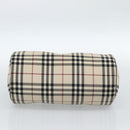 BURBERRY Nova Check Hand Bag Canvas Beige Silver Auth 185137A-5