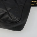 CHANEL Matelasse Waist Bag Lamb Skin Black Gold CC Auth 185140-14