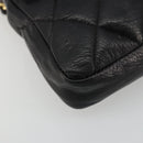 CHANEL Matelasse Waist Bag Lamb Skin Black Gold CC Auth 185140-15