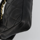 CHANEL Matelasse Waist Bag Lamb Skin Black Gold CC Auth 185140-9