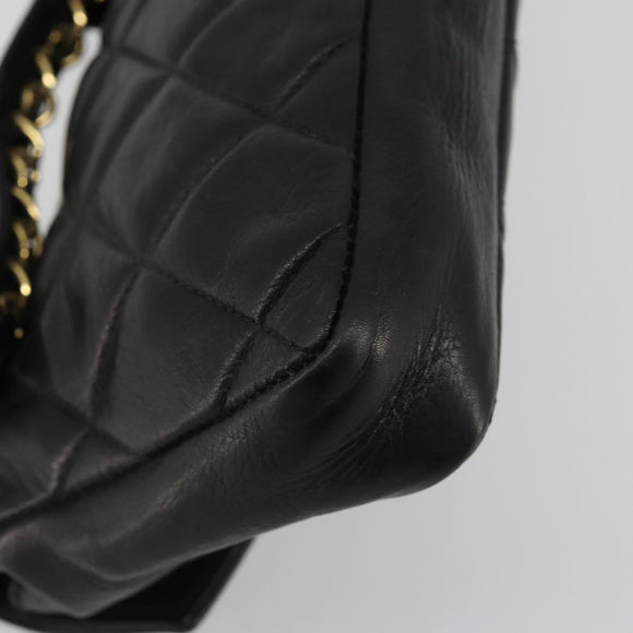 CHANEL Matelasse Waist Bag Lamb Skin Black Gold CC Auth 185140