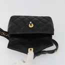 CHANEL Matelasse Waist Bag Lamb Skin Black Gold CC Auth 185140-10