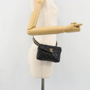 CHANEL Matelasse Waist Bag Lamb Skin Black Gold CC Auth 185140-22