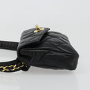 CHANEL Matelasse Waist Bag Lamb Skin Black Gold CC Auth 185140-4