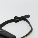 CHANEL Matelasse Waist Bag Lamb Skin Black Gold CC Auth 185140-8