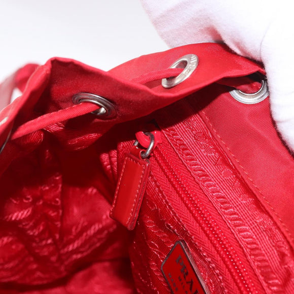 PRADA Backpack Nylon Red Silver Auth 185141V