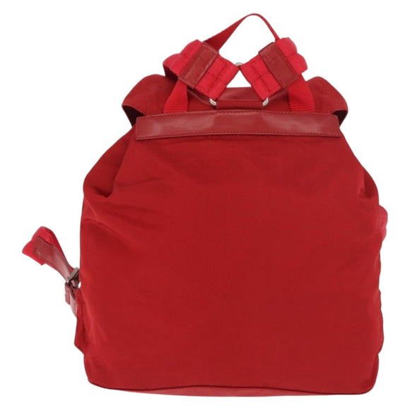 PRADA Backpack Nylon Red Silver Auth 185141V