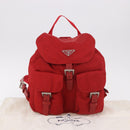 PRADA Backpack Nylon Red Silver Auth 185141V-12