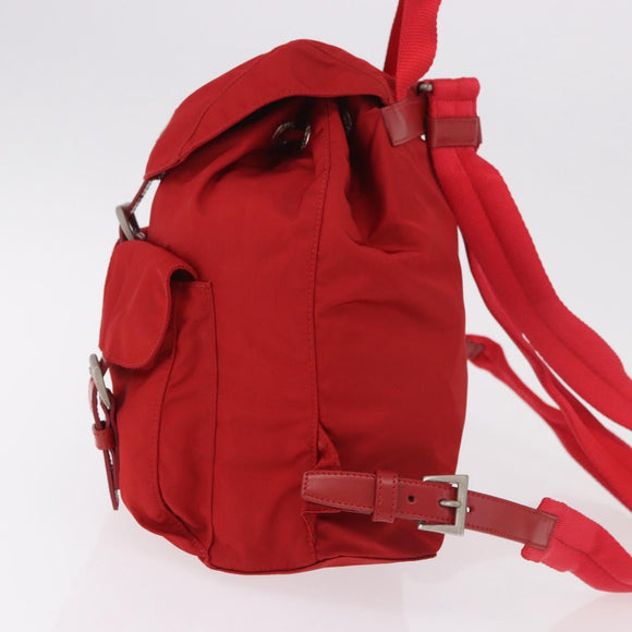 PRADA Backpack Nylon Red Silver Auth 185141V