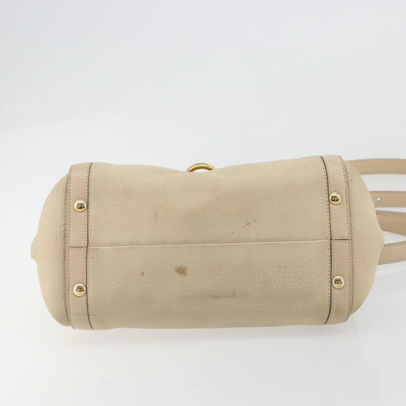 Salvatore Ferragamo Gancini Hand Bag Leather 2way Ivory Gold Auth 185142A