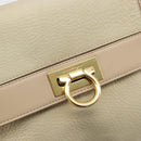 Salvatore Ferragamo Gancini Hand Bag Leather 2way Ivory Gold Auth 185142A-17