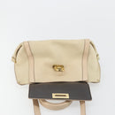 Salvatore Ferragamo Gancini Hand Bag Leather 2way Ivory Gold Auth 185142A-18