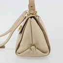 Salvatore Ferragamo Gancini Hand Bag Leather 2way Ivory Gold Auth 185142A-4