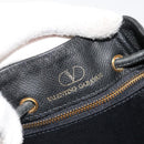 VALENTINO Purse Shoulder Bag Leather Black Gold Auth 185143-10