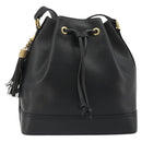 VALENTINO Purse Shoulder Bag Leather Black Gold Auth 185143-13