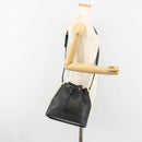 VALENTINO Purse Shoulder Bag Leather Black Gold Auth 185143-22