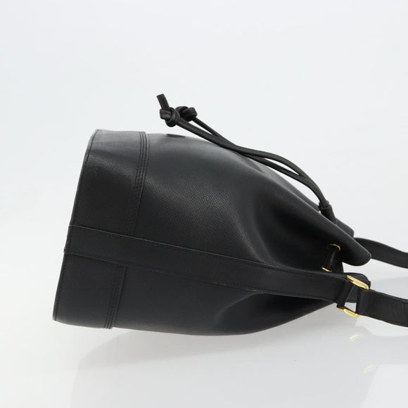VALENTINO Purse Shoulder Bag Leather Black Gold Auth 185143