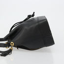 VALENTINO Purse Shoulder Bag Leather Black Gold Auth 185143-4