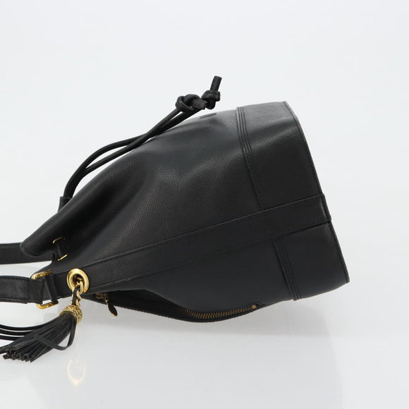 VALENTINO Purse Shoulder Bag Leather Black Gold Auth 185143